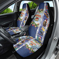 New Zealand Merry Christmas Car Seat Cover Maori Animals, Koru Tattoo - Blue Xmas Style LT03 - Polynesian Pride