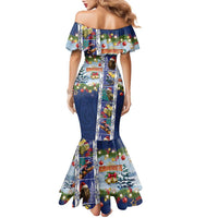 New Zealand Merry Christmas Family Matching Mermaid Dress and Hawaiian Shirt Maori Animals, Koru Tattoo - Blue Xmas Style LT03 - Polynesian Pride