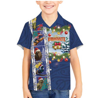 New Zealand Merry Christmas Family Matching Mermaid Dress and Hawaiian Shirt Maori Animals, Koru Tattoo - Blue Xmas Style LT03 Son's Shirt Blue - Polynesian Pride