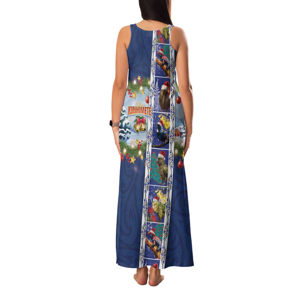New Zealand Merry Christmas Family Matching Tank Maxi Dress and Hawaiian Shirt Maori Animals, Koru Tattoo - Blue Xmas Style LT03 - Polynesian Pride