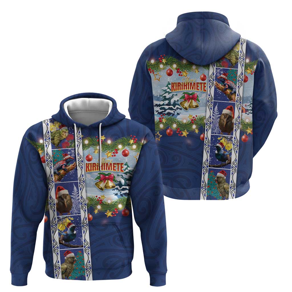 New Zealand Merry Christmas Hoodie Maori Animals, Koru Tattoo - Blue Xmas Style LT03 - Polynesian Pride