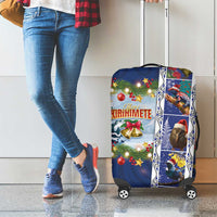 New Zealand Merry Christmas Luggage Cover Maori Animals, Koru Tattoo - Blue Xmas Style LT03 - Polynesian Pride