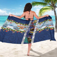 New Zealand Merry Christmas Sarong Maori Animals, Koru Tattoo - Blue Xmas Style