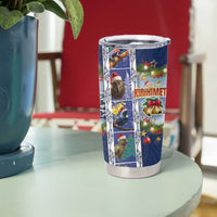 New Zealand Merry Christmas Tumbler Cup Maori Animals Xmas Style and Koru Tattoo Blue Color LT03 - Polynesian Pride