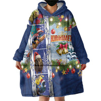 New Zealand Merry Christmas Wearable Blanket Hoodie Maori Animals, Koru Tattoo - Blue Xmas Style LT03 - Polynesian Pride