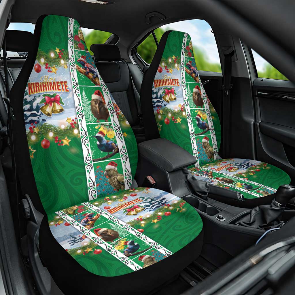 New Zealand Merry Christmas Car Seat Cover Maori Animals, Koru Tattoo - Green Xmas Style LT03 One Size Green - Polynesian Pride