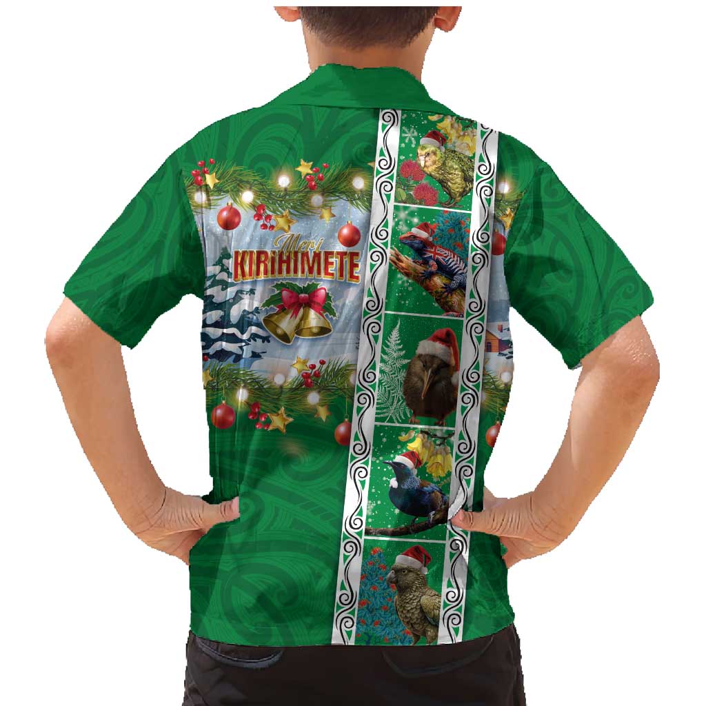 New Zealand Merry Christmas Family Matching Mermaid Dress and Hawaiian Shirt Maori Animals, Koru Tattoo - Green Xmas Style LT03 - Polynesian Pride