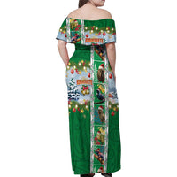 New Zealand Merry Christmas Family Matching Off Shoulder Maxi Dress and Hawaiian Shirt Maori Animals, Koru Tattoo - Green Xmas Style LT03 - Polynesian Pride