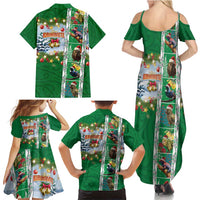 New Zealand Merry Christmas Family Matching Summer Maxi Dress and Hawaiian Shirt Maori Animals, Koru Tattoo - Green Xmas Style LT03 - Polynesian Pride