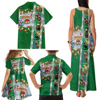 New Zealand Merry Christmas Family Matching Tank Maxi Dress and Hawaiian Shirt Maori Animals, Koru Tattoo - Green Xmas Style LT03 - Polynesian Pride