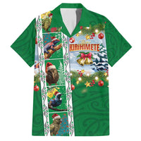 New Zealand Merry Christmas Family Matching Tank Maxi Dress and Hawaiian Shirt Maori Animals, Koru Tattoo - Green Xmas Style LT03 Dad's Shirt - Short Sleeve Green - Polynesian Pride