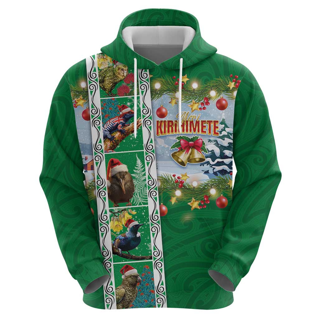 New Zealand Merry Christmas Hoodie Maori Animals, Koru Tattoo - Green Xmas Style LT03 - Polynesian Pride