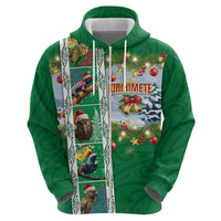 New Zealand Merry Christmas Hoodie Maori Animals, Koru Tattoo - Green Xmas Style LT03 - Polynesian Pride