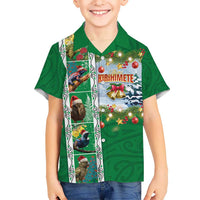 New Zealand Merry Christmas Kid Hawaiian Shirt Maori Animals, Koru Tattoo - Green Xmas Style LT03 Kid Green - Polynesian Pride