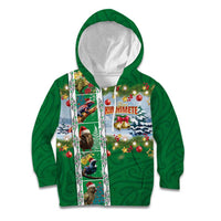 New Zealand Merry Christmas Kid Hoodie Maori Animals, Koru Tattoo - Green Xmas Style LT03 Hoodie Green - Polynesian Pride
