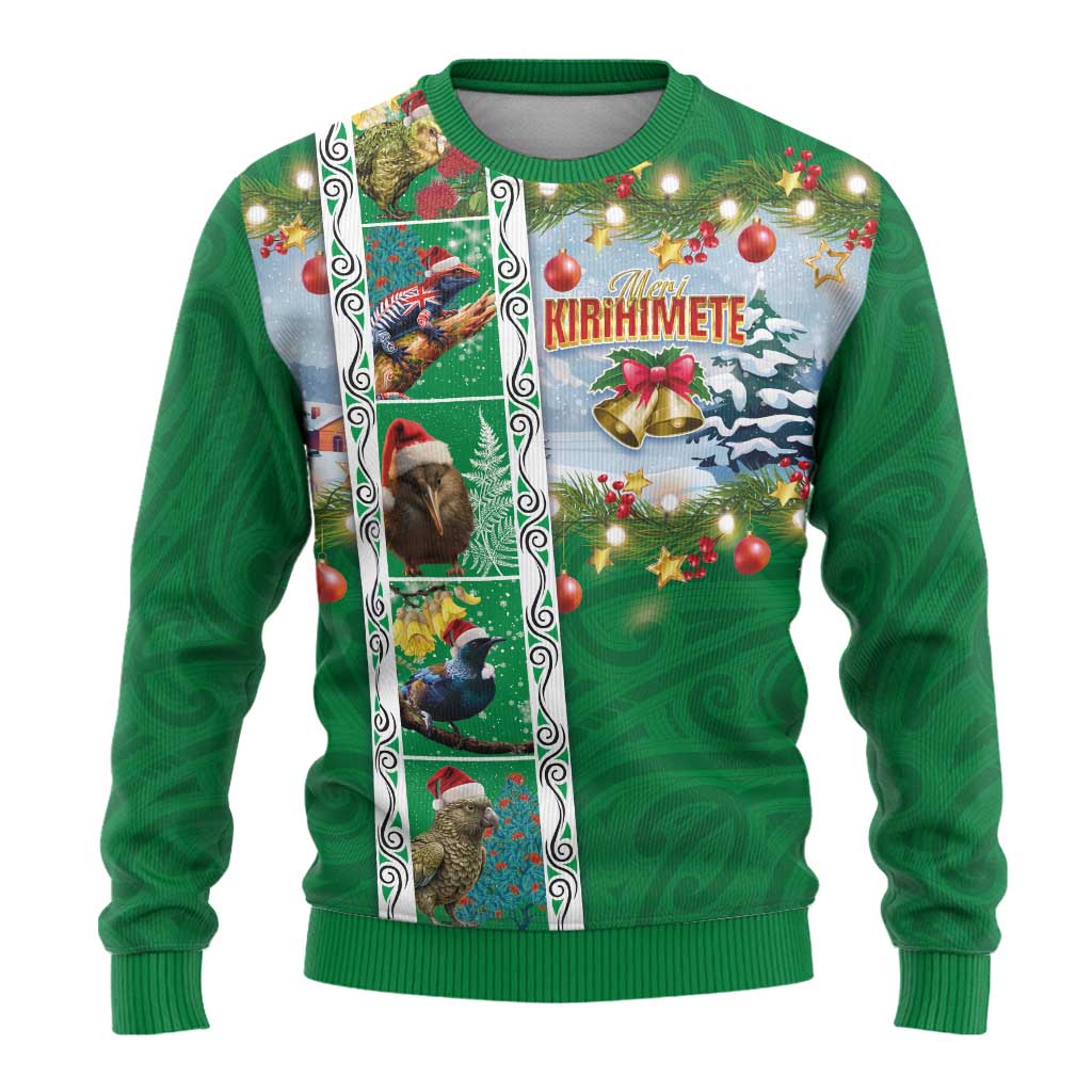 New Zealand Merry Christmas Ugly Christmas Sweater Maori Animals, Koru Tattoo - Green Xmas Style LT03 - Polynesian Pride