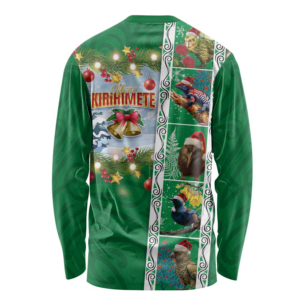 New Zealand Merry Christmas Long Sleeve Shirt Maori Animals, Koru Tattoo - Green Xmas Style LT03 - Polynesian Pride