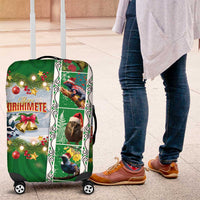 New Zealand Merry Christmas Luggage Cover Maori Animals, Koru Tattoo - Green Xmas Style LT03 Green - Polynesian Pride