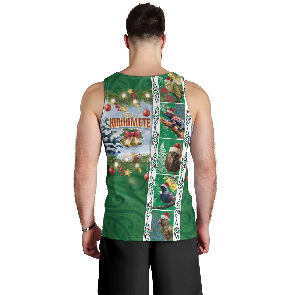 New Zealand Merry Christmas Men Tank Top Maori Animals, Koru Tattoo - Green Xmas Style LT03 - Polynesian Pride