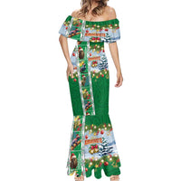 New Zealand Merry Christmas Mermaid Dress Maori Animals, Koru Tattoo - Green Xmas Style LT03 - Polynesian Pride