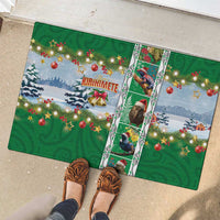 New Zealand Merry Christmas Rubber Doormat Maori Animals, Koru Tattoo - Green Xmas Style