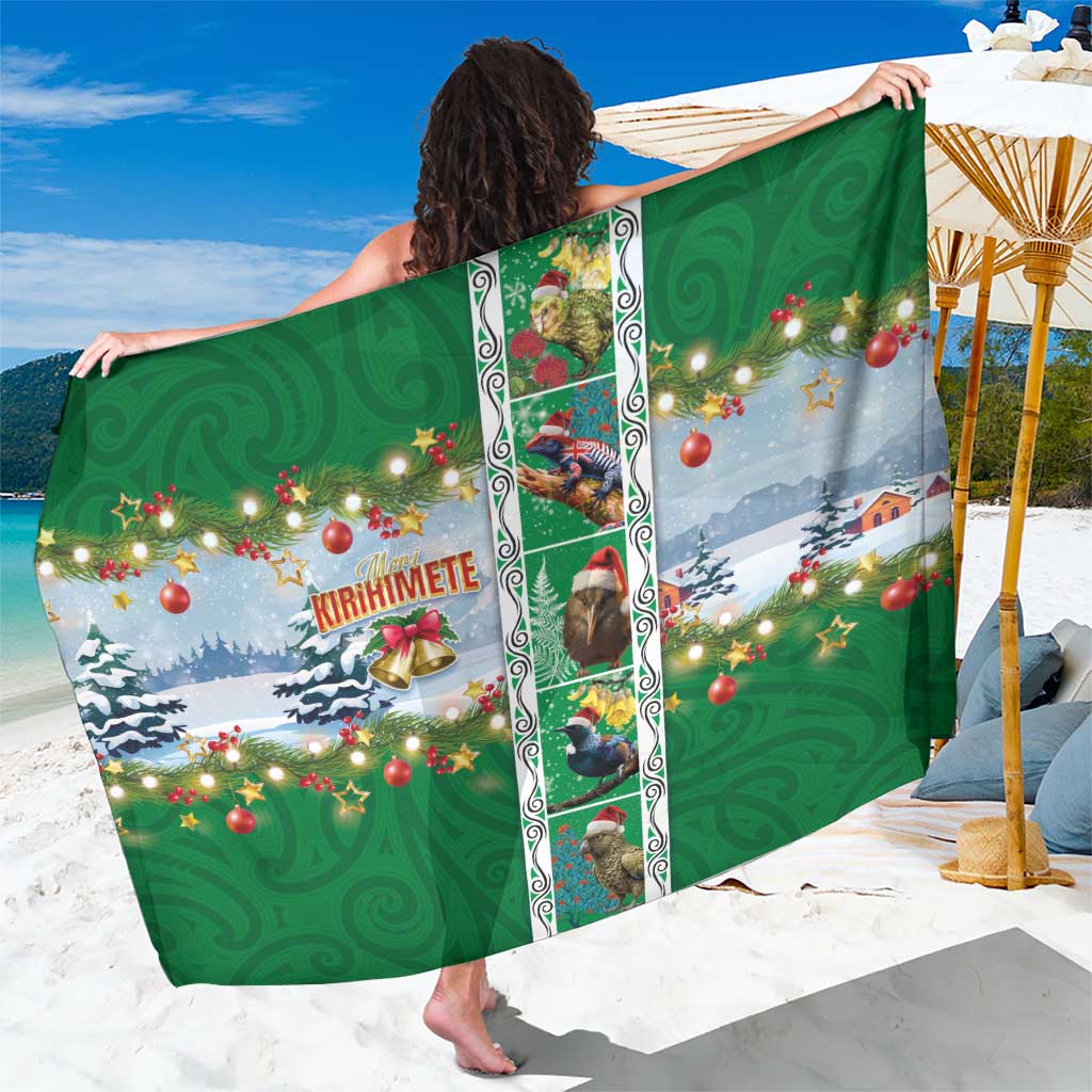 New Zealand Merry Christmas Sarong Maori Animals, Koru Tattoo - Green Xmas Style