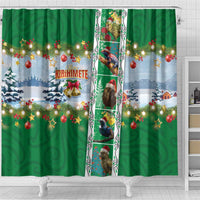New Zealand Merry Christmas Shower Curtain Maori Animals, Koru Tattoo - Green Xmas Style LT03 - Polynesian Pride