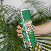 New Zealand Merry Christmas Skinny Tumbler Maori Animals Xmas Style and Koru Tattoo Green Color LT03 - Polynesian Pride