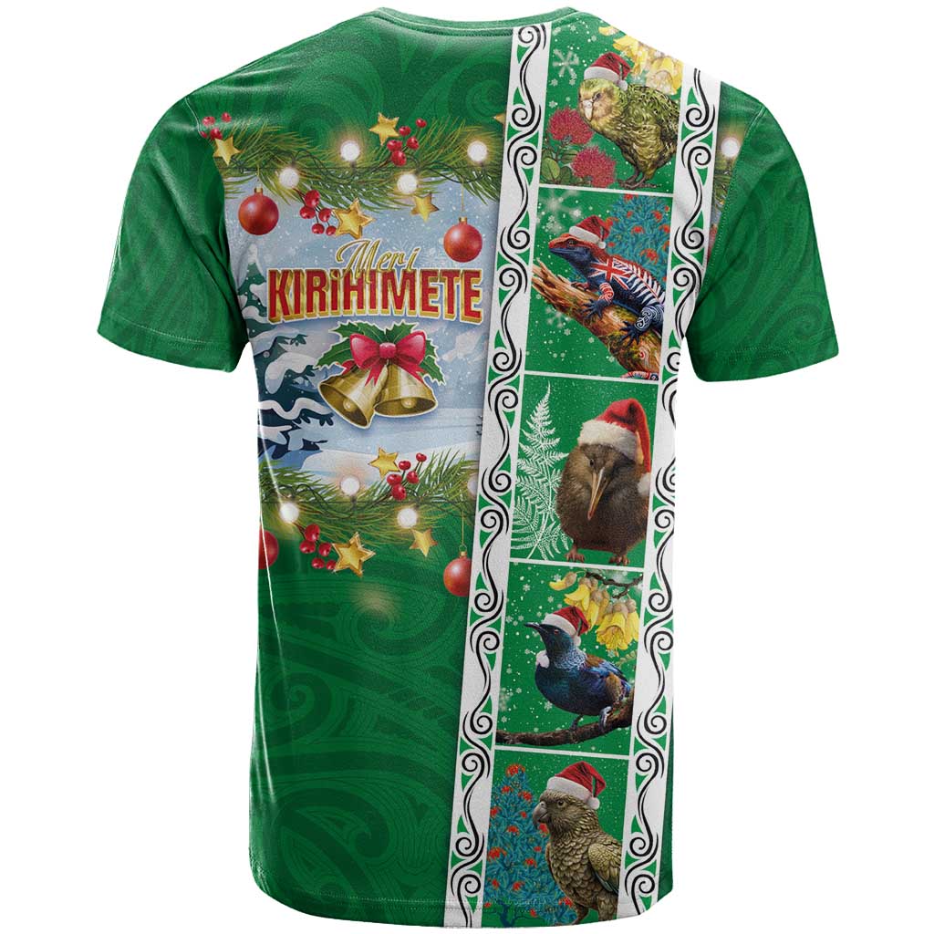 New Zealand Merry Christmas T Shirt Maori Animals, Koru Tattoo - Green Xmas Style
