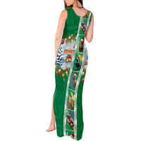 New Zealand Merry Christmas Tank Maxi Dress Maori Animals, Koru Tattoo - Green Xmas Style LT03 - Polynesian Pride