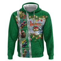 New Zealand Merry Christmas Zip Hoodie Maori Animals, Koru Tattoo - Green Xmas Style LT03 Pullover Hoodie Green - Polynesian Pride