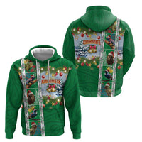 New Zealand Merry Christmas Zip Hoodie Maori Animals, Koru Tattoo - Green Xmas Style LT03 - Polynesian Pride