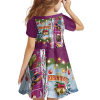 New Zealand Merry Christmas Family Matching Long Sleeve Bodycon Dress and Hawaiian Shirt Maori Animals, Koru Tattoo - Pink Xmas Style LT03 - Polynesian Pride