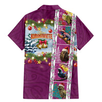 New Zealand Merry Christmas Family Matching Mermaid Dress and Hawaiian Shirt Maori Animals, Koru Tattoo - Pink Xmas Style LT03 - Polynesian Pride