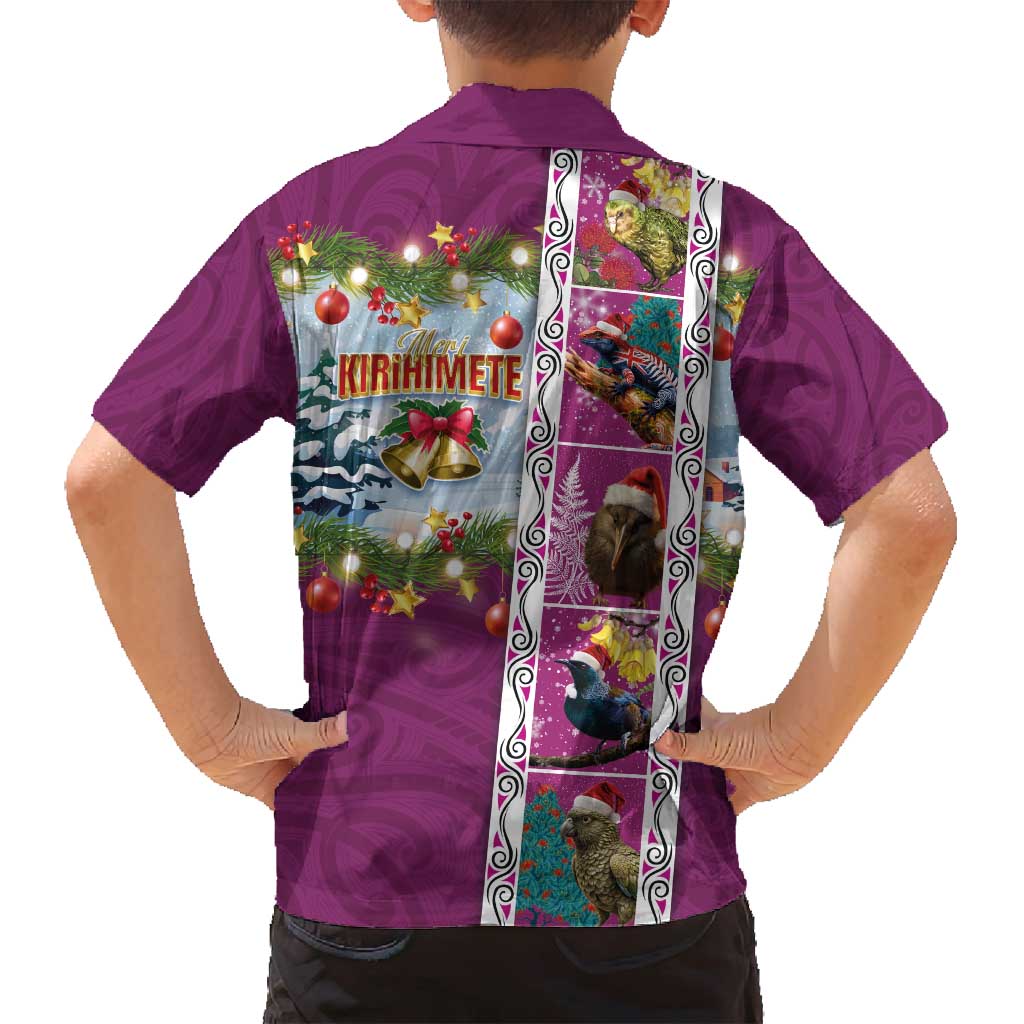 New Zealand Merry Christmas Family Matching Puletasi and Hawaiian Shirt Maori Animals, Koru Tattoo - Pink Xmas Style LT03 - Polynesian Pride