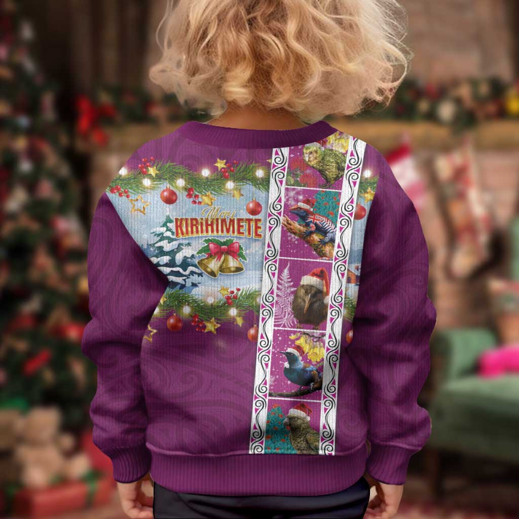 New Zealand Merry Christmas Kid Ugly Christmas Sweater Maori Animals, Koru Tattoo - Pink Xmas Style LT03 - Polynesian Pride