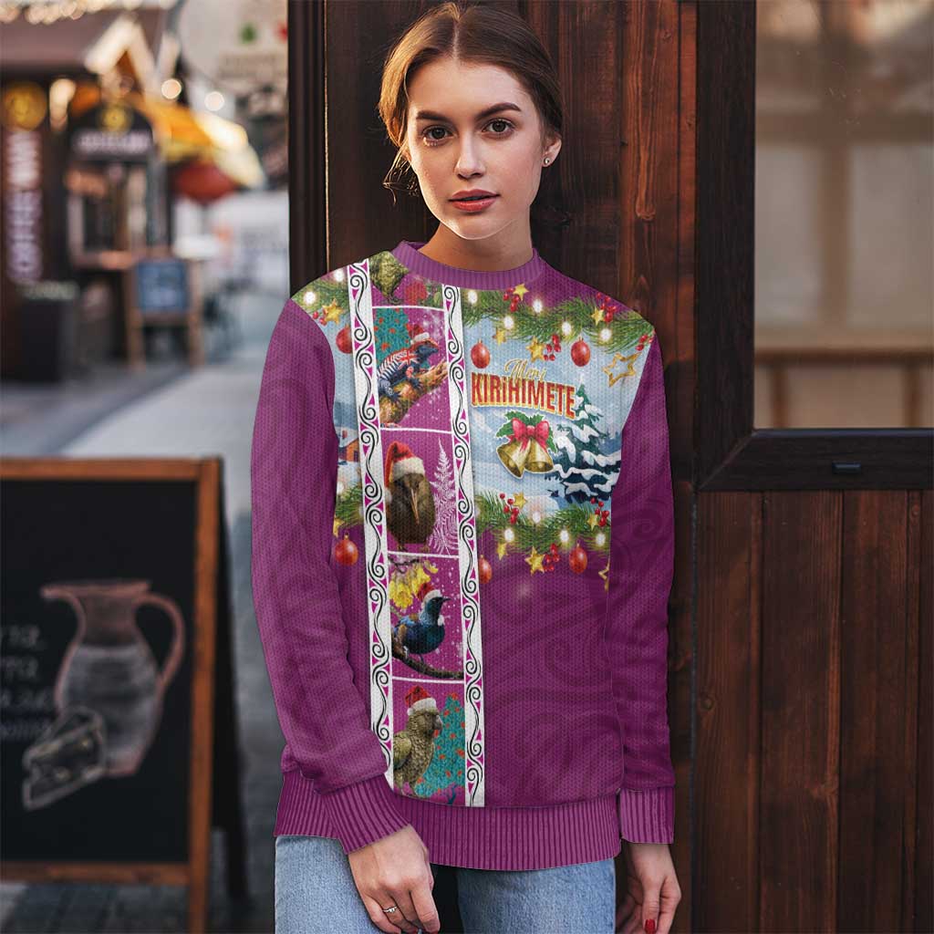 New Zealand Merry Christmas Ugly Christmas Sweater Maori Animals, Koru Tattoo - Pink Xmas Style LT03 - Polynesian Pride