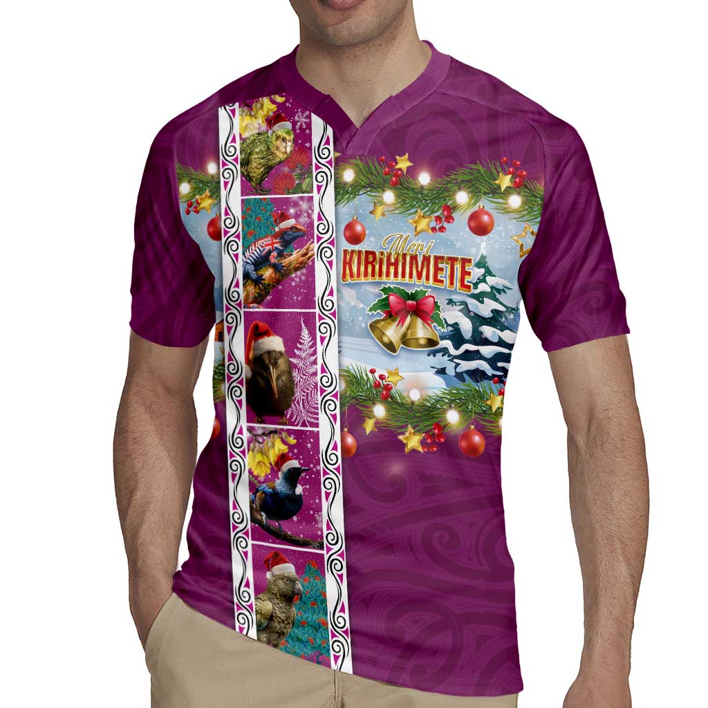 New Zealand Merry Christmas Rugby Jersey Maori Animals, Koru Tattoo - Pink Xmas Style