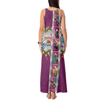 New Zealand Merry Christmas Tank Maxi Dress Maori Animals, Koru Tattoo - Pink Xmas Style LT03 - Polynesian Pride