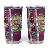 New Zealand Merry Christmas Tumbler Cup Maori Animals Xmas Style and Koru Tattoo Pink Color LT03 Pink - Polynesian Pride