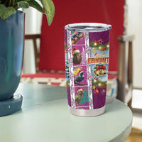 New Zealand Merry Christmas Tumbler Cup Maori Animals Xmas Style and Koru Tattoo Pink Color LT03 - Polynesian Pride