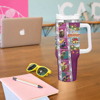 New Zealand Merry Christmas Tumbler With Handle Maori Animals Xmas Style and Koru Tattoo Pink Color LT03 - Polynesian Pride