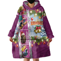New Zealand Merry Christmas Wearable Blanket Hoodie Maori Animals, Koru Tattoo - Pink Xmas Style LT03 - Polynesian Pride