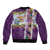 New Zealand Merry Christmas Bomber Jacket Maori Animals, Koru Tattoo - Purple Xmas Style