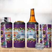 New Zealand Merry Christmas 4 in 1 Can Cooler Tumbler Maori Animals Xmas Style and Koru Tattoo Purple Color LT03 - Polynesian Pride