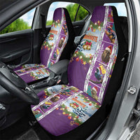 New Zealand Merry Christmas Car Seat Cover Maori Animals, Koru Tattoo - Purple Xmas Style LT03 - Polynesian Pride