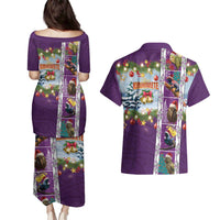 New Zealand Merry Christmas Couples Matching Puletasi and Hawaiian Shirt Maori Animals, Koru Tattoo - Purple Xmas Style LT03 - Polynesian Pride