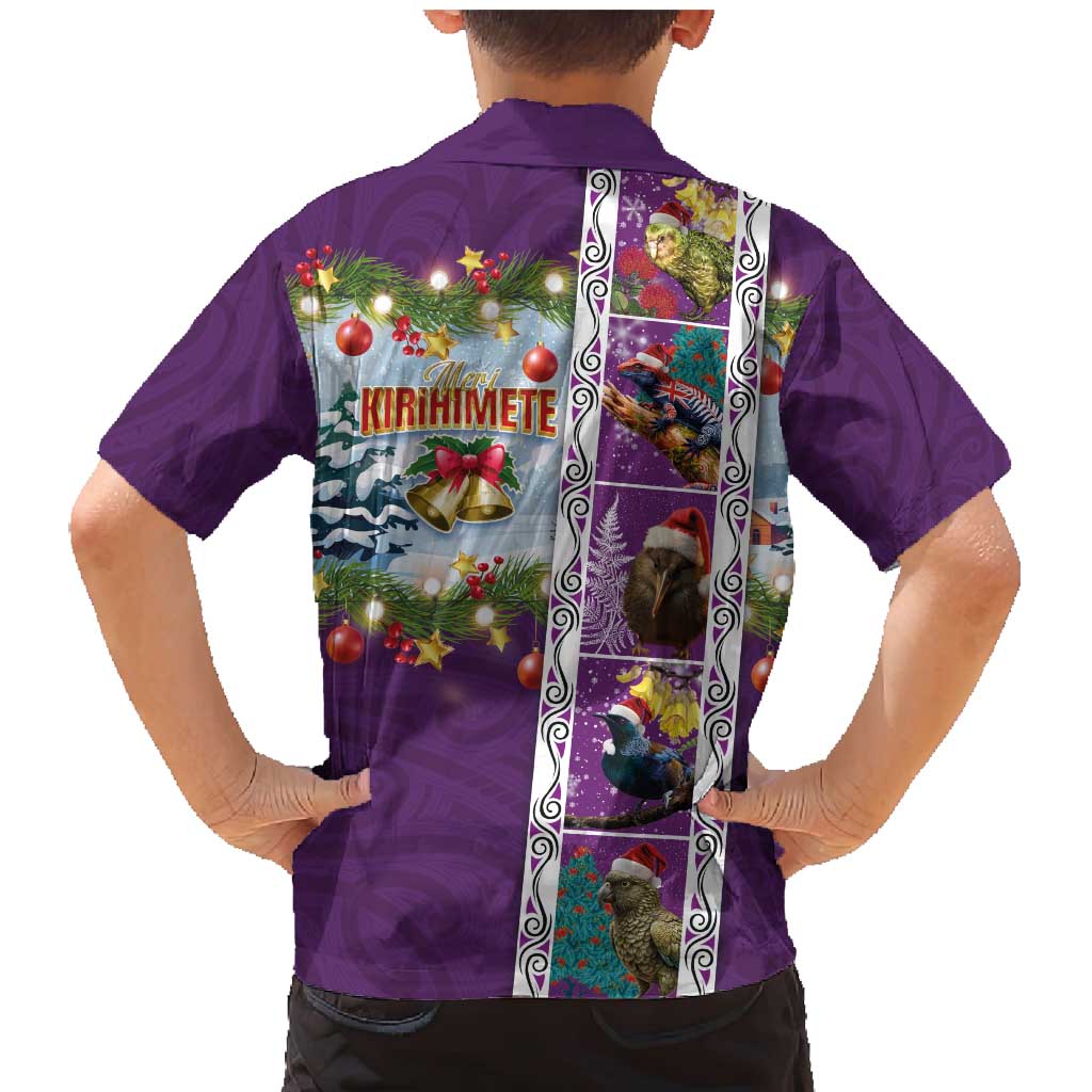 New Zealand Merry Christmas Family Matching Mermaid Dress and Hawaiian Shirt Maori Animals, Koru Tattoo - Purple Xmas Style LT03 - Polynesian Pride