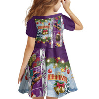 New Zealand Merry Christmas Family Matching Off Shoulder Short Dress and Hawaiian Shirt Maori Animals, Koru Tattoo - Purple Xmas Style LT03 - Polynesian Pride