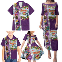 New Zealand Merry Christmas Family Matching Puletasi and Hawaiian Shirt Maori Animals, Koru Tattoo - Purple Xmas Style LT03 - Polynesian Pride